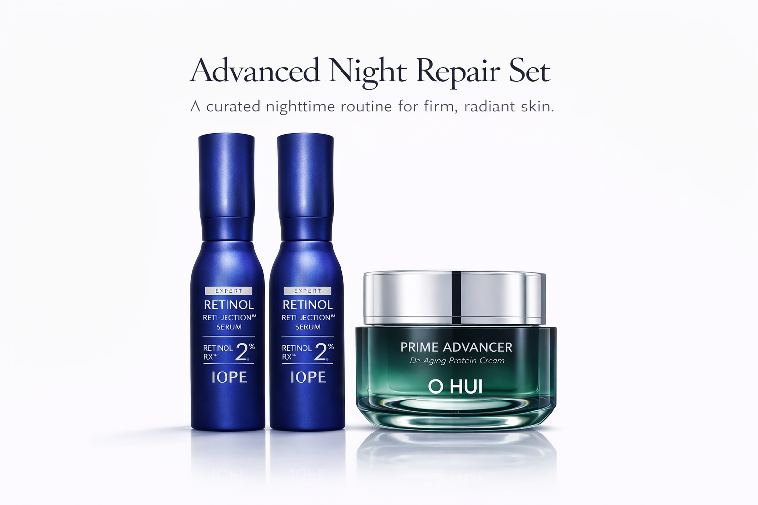 Advanced Night Repair Set (IOPE Retinol Serum x2 + O HUI Cream x1)