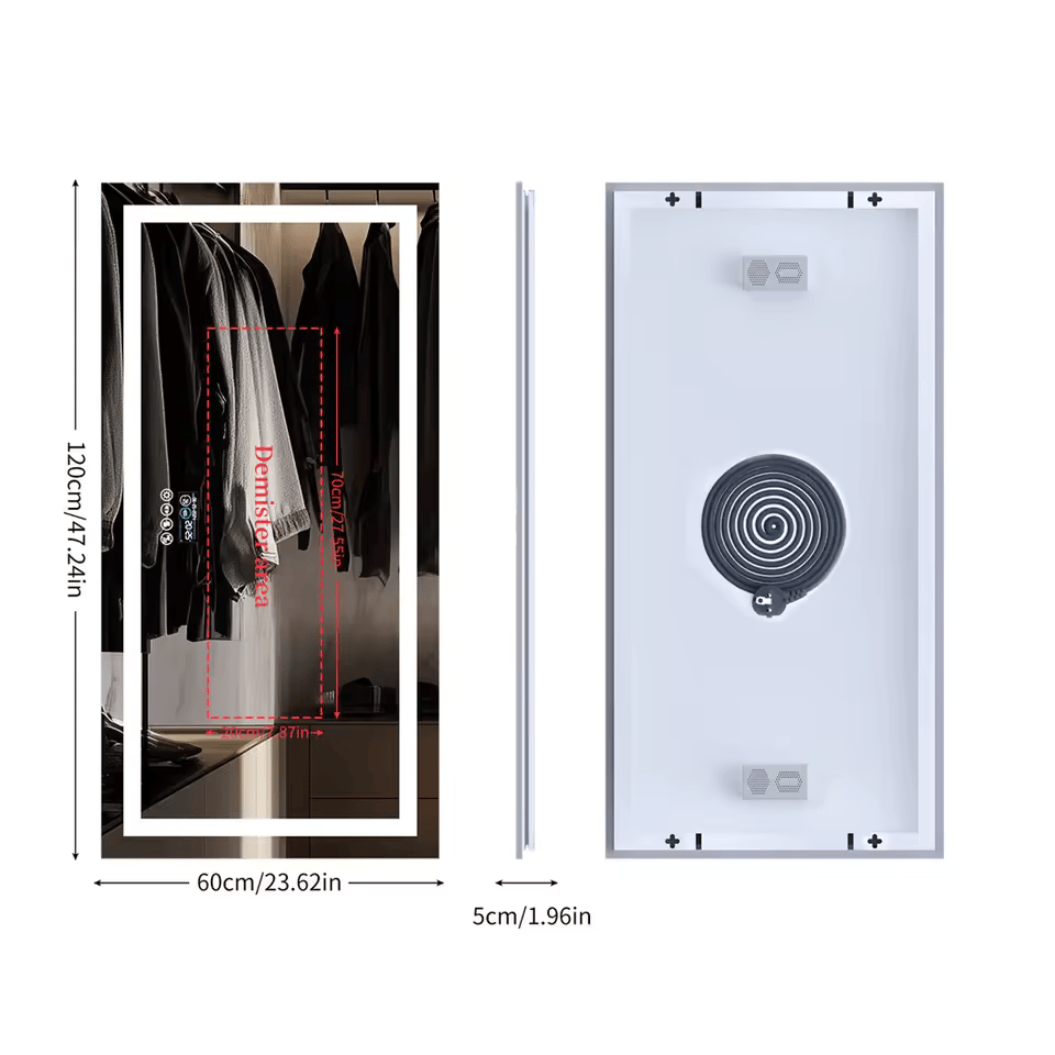 Smart LED Wall Mounted Vanity Mirror with Bluetooth, Anti-Fog, Front + Back Light — Multiple Sizes Available