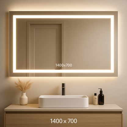 Smart LED Wall Mounted Vanity Mirror with Bluetooth, Anti-Fog, Front + Back Light — Multiple Sizes Available