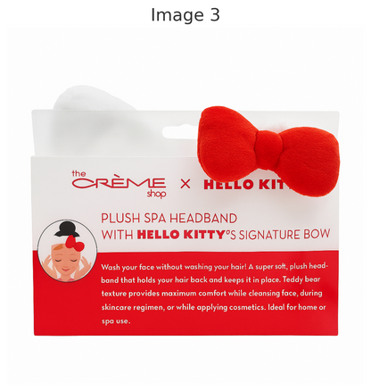 The Crème Shop × Hello Kitty Plush Spa Headband – White with Signature Red Bow