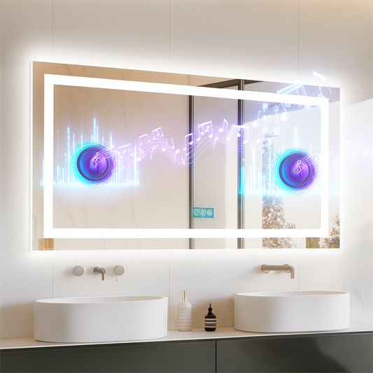 Smart LED Wall Mounted Vanity Mirror with Bluetooth, Anti-Fog, Front + Back Light — Multiple Sizes Available