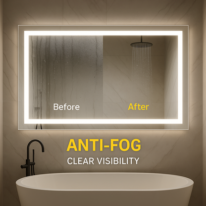 Smart LED Wall Mounted Vanity Mirror with Bluetooth, Anti-Fog, Front + Back Light — Multiple Sizes Available