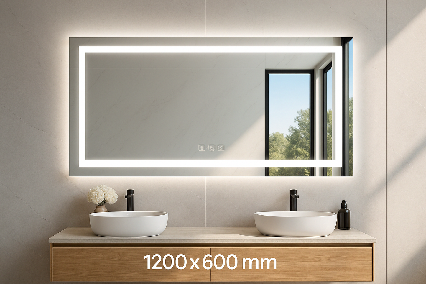 Smart LED Wall Mounted Vanity Mirror with Bluetooth, Anti-Fog, Front + Back Light — Multiple Sizes Available