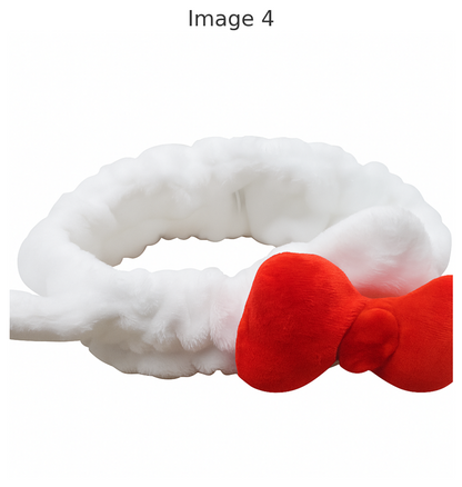 The Crème Shop × Hello Kitty Plush Spa Headband – White with Signature Red Bow