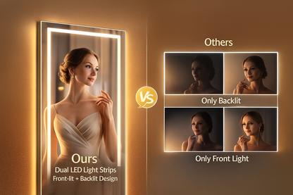 Smart LED Wall Mounted Vanity Mirror with Bluetooth, Anti-Fog, Front + Back Light — Multiple Sizes Available