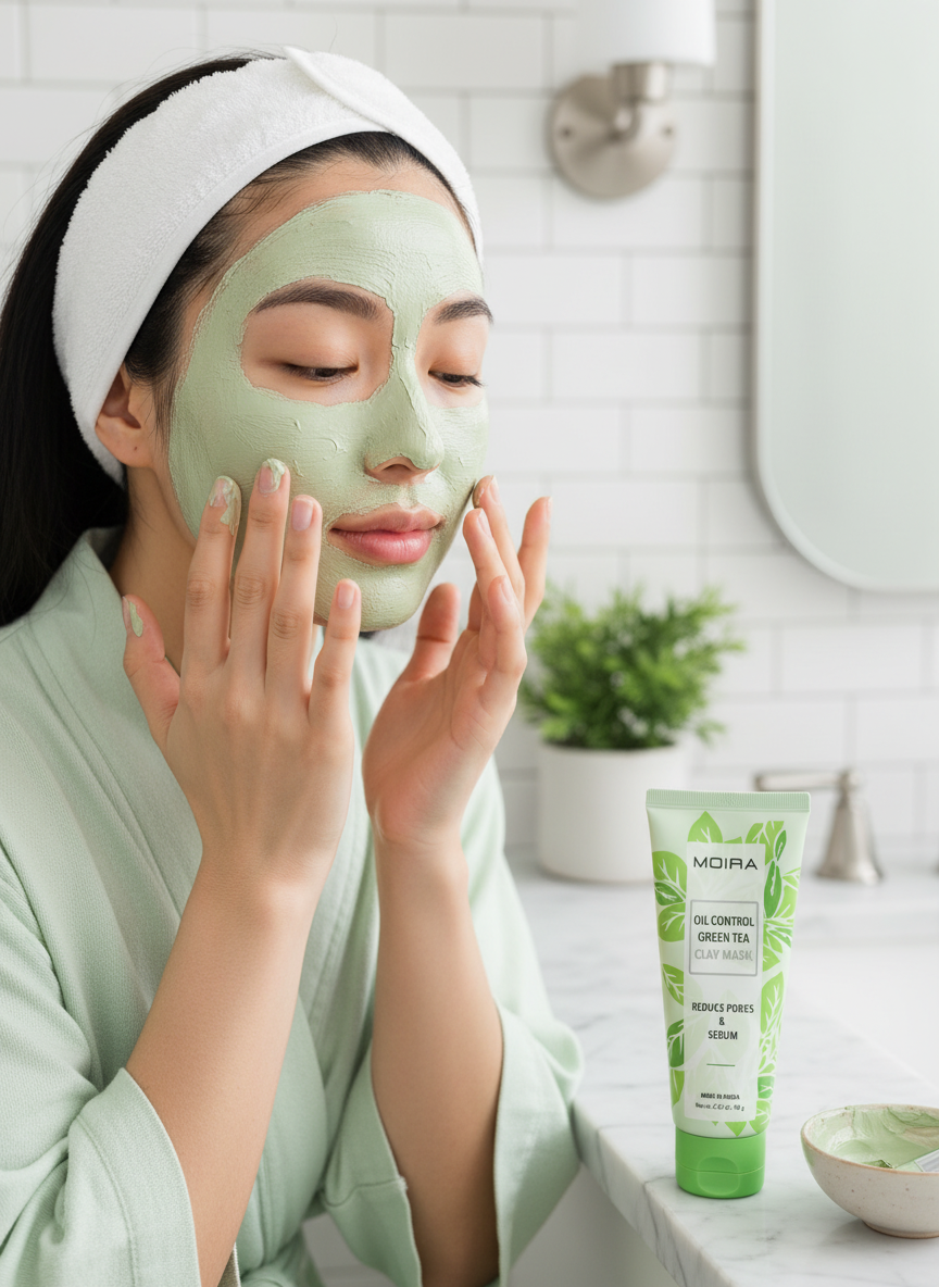 MOIRA Oil Control Green Tea Clay Mask – Pore Minimizing & Sebum Control (80g)